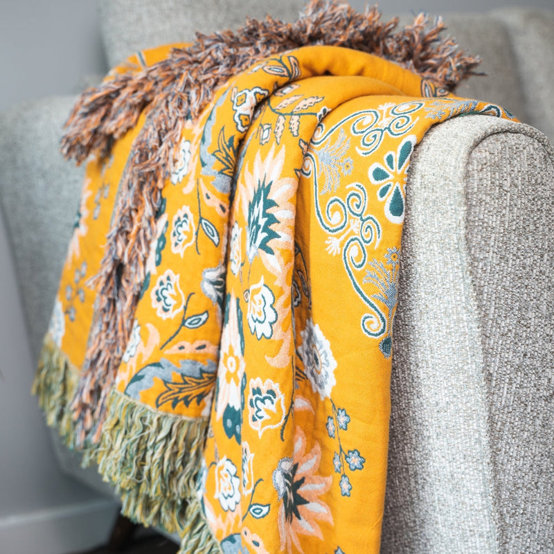 Reversible Floral Nordic Throw Blanket