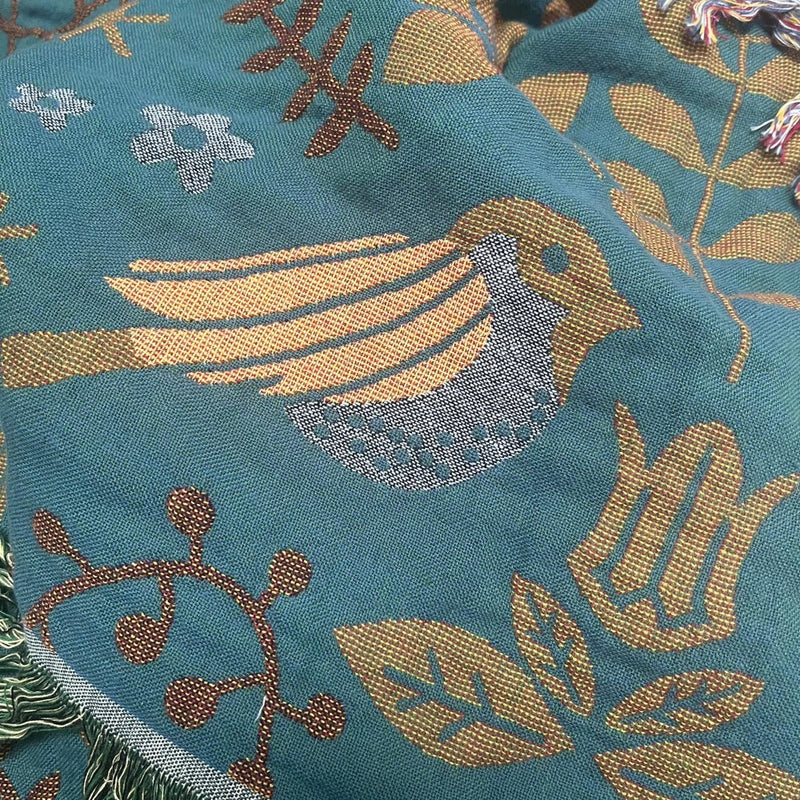 Reversible Scandinavian Bird Throw Blanket